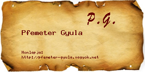 Pfemeter Gyula névjegykártya