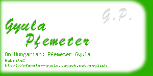 gyula pfemeter business card